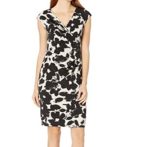 Kasper black and cream printed dress size M